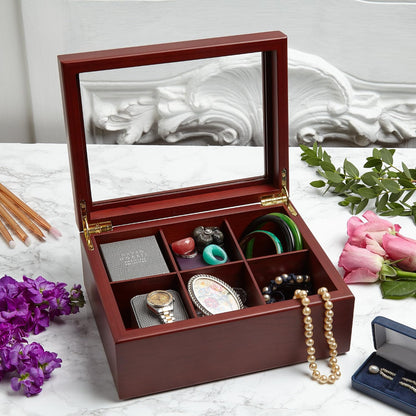 Tea Box - Luxury Wooden Tea Bag Organizer from The Apace Premier Collection - 8 Compartment Tea Storage Chest Container - Elegantly Handmade w/Scratch Resistant Window