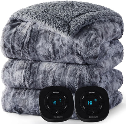 Bedsure Heated Blanket Throw Blanket with Preheat Function - Fast Heating Electric Blanket, Soft Flannel Throw with 6 Time Settings(Up to 10H), 6 Heating Settings, Gifts for Grandma (50"x60", Cream)