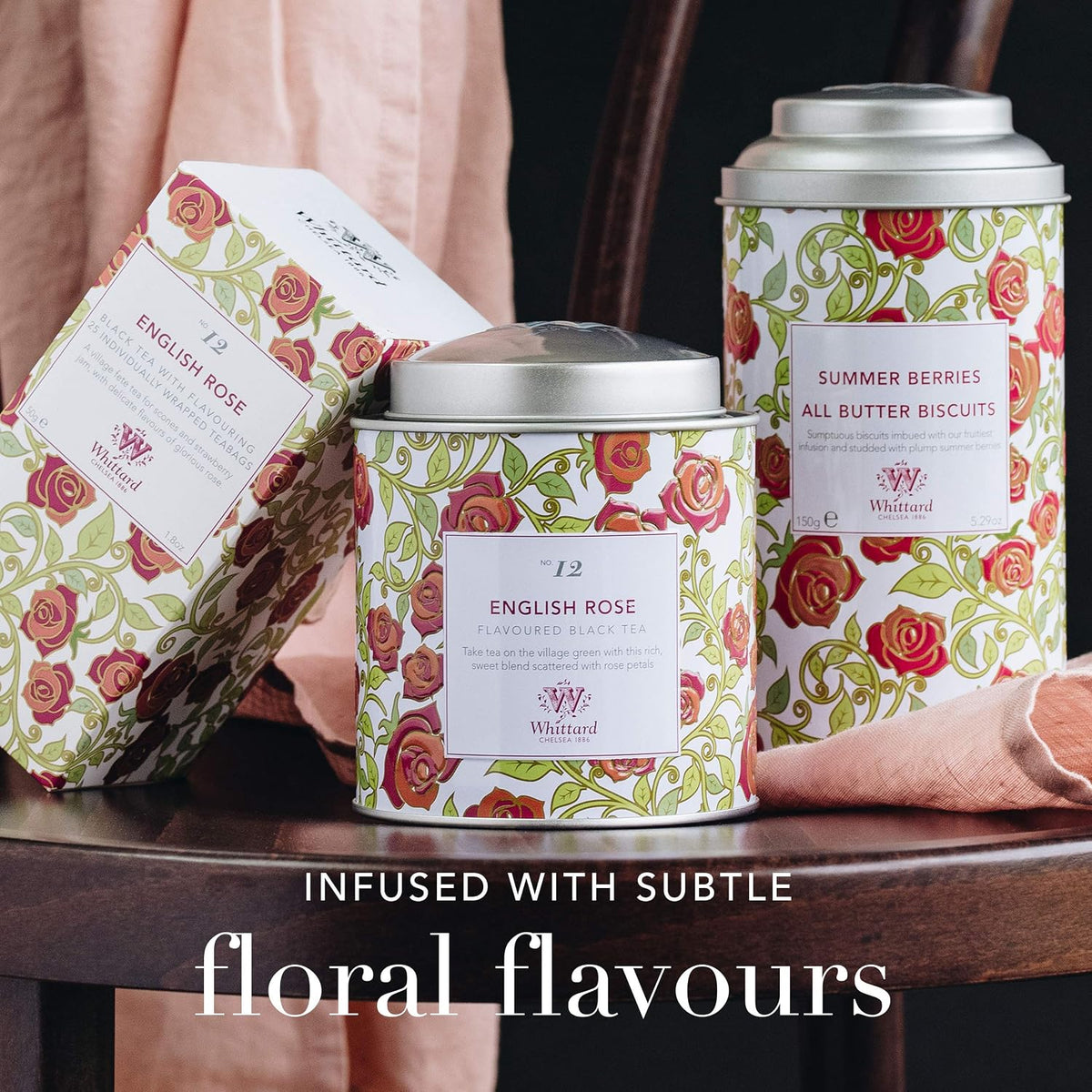Whittard of Chelsea - Tea Discoveries English Rose Caddy - Black Loose Leaf Tea, Vegetarian, Vegan Friendly, Resealable Tin (100g, 1ct)