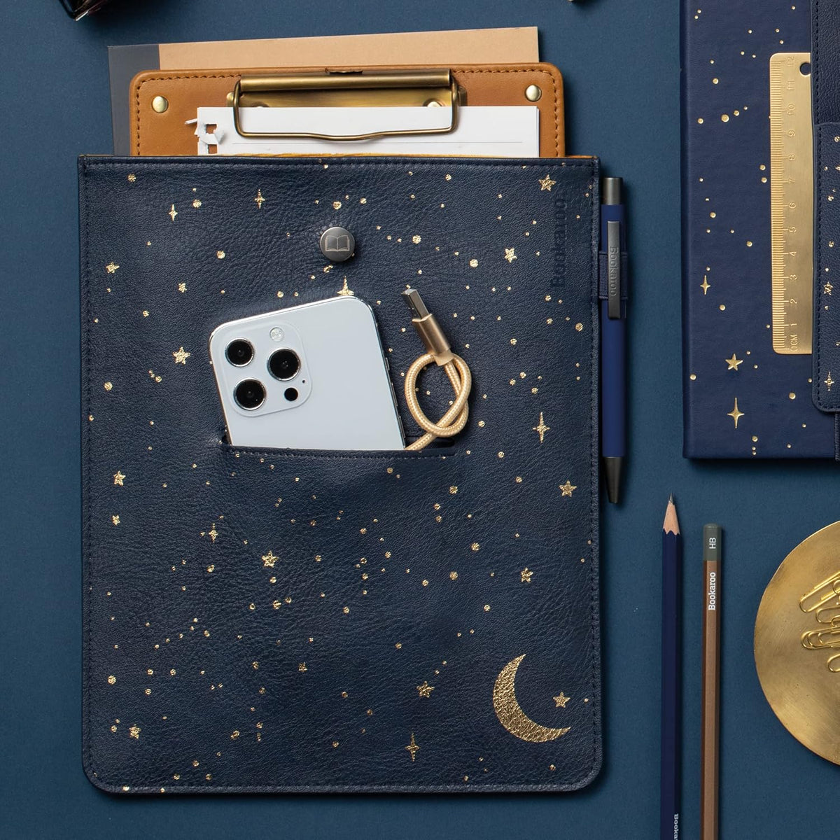 IF Compact Book Light - Moon & Stars, Dark Blue/Gold