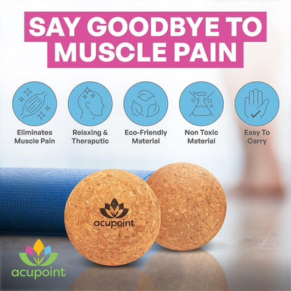 Acupoint Massage Therapy Ball Set of 2 - Myofascial Release, Trigger Point & Deep Tissue - Lacrosse Ball for Back, Neck, Foot and Plantar Fasciitis Relief