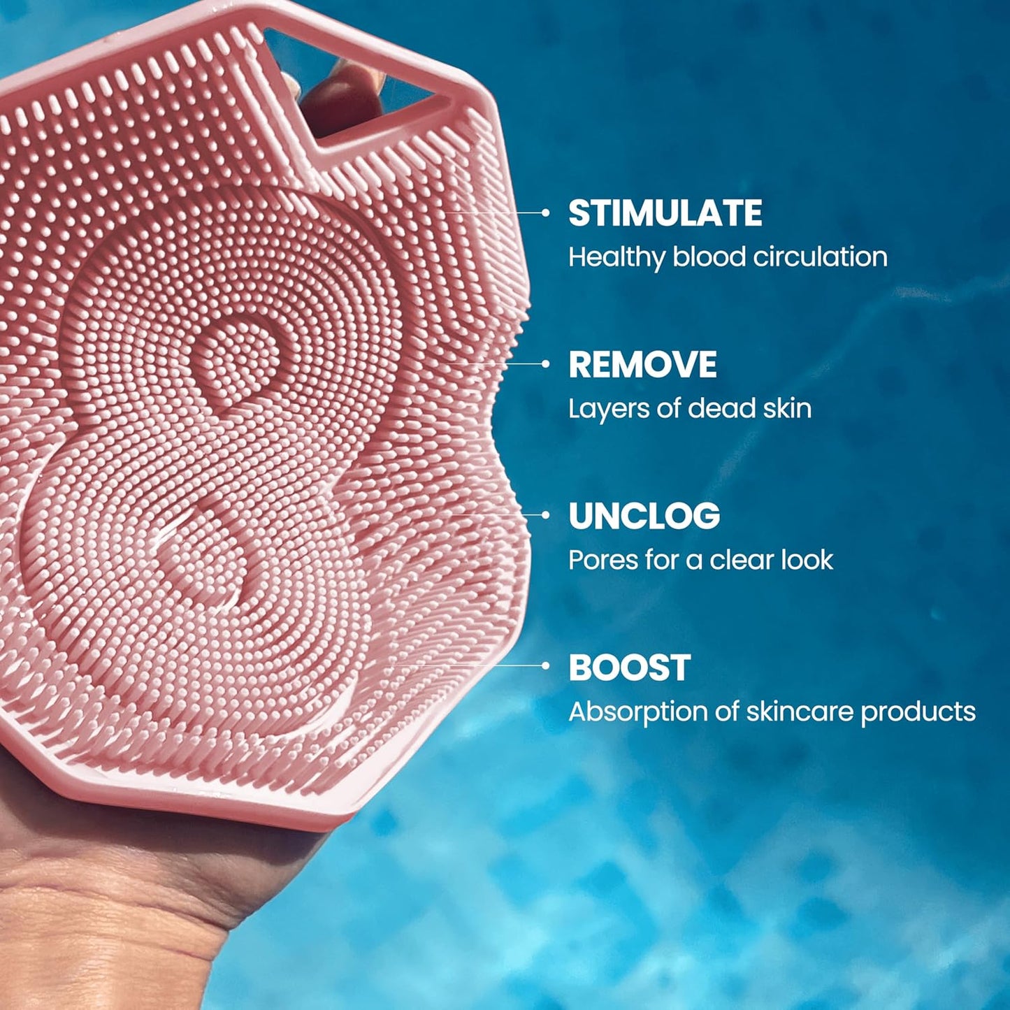 Silicone Shower Scrubber for Body – Exfoliating Loofah Alternative, Zinc & Silver-Infused, Hygienic & Gentle for Sensitive Skin, Durable & Long-Lasting Body Scrubber for Men - Sky Blue