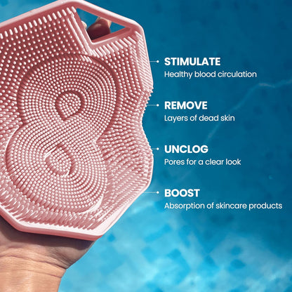 Silicone Shower Scrubber for Body – Exfoliating Loofah Alternative, Zinc & Silver-Infused, Hygienic & Gentle for Sensitive Skin, Durable & Long-Lasting Body Scrubber for Men - Sky Blue