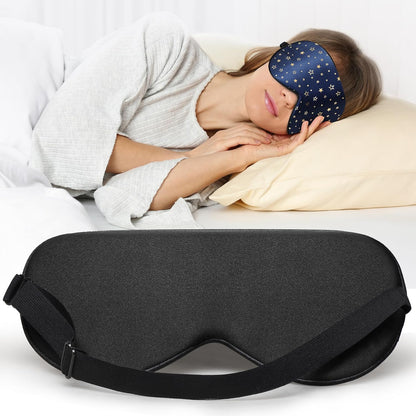 Jersey Slumber 100% Silk Sleep Mask for Women Men Side Sleeper - Light Blocking Eye Mask for Sleeping, Zero Pressure Soft Blindfold, Adjustable Strap, Silk Eye Cover for Travel Nap - Black
