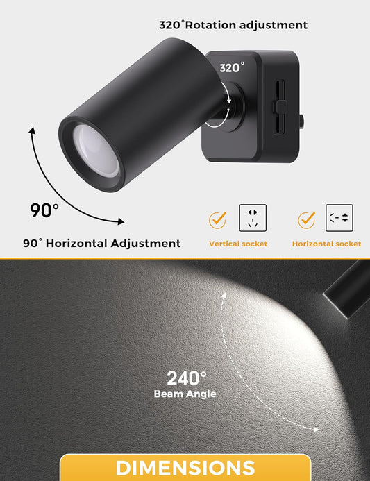 L LOHAS LED Night Lights Plug into Wall, [2-Pack] Rotatable Night Lights with Dusk to Dawn Sensor, 0-100 LM Brightness Adjustable,2000K Amber Nightlight for Adults Bathroom Hallway Stairs