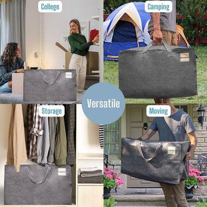VENO Clear Extra Large Moving Bags & Storage Totes, Heavy Duty Organizer with Reinforced Handles & Strong Zippers for Clothes, College Dorm Essentials, Moving Supplies