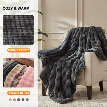 Heated Throw Blanket - Fast Heating 3D Jacquard Electric Heated Blanket, Cozy Heating Blanket with 6 Heating Settings & 4 Hours Auto-Off, Machine Washable, 50"x60", London Grey