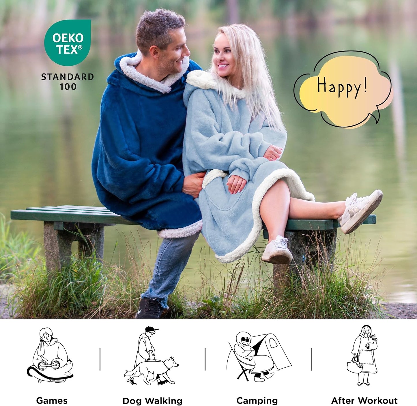 Bedsure Blanket Hoodie, Wearable Blanket Hoodie as Gifts for Mom, Birthday Gifts for Women Kids Teens Mother's Day Sherpa Sweatshirt, Grey, Standard
