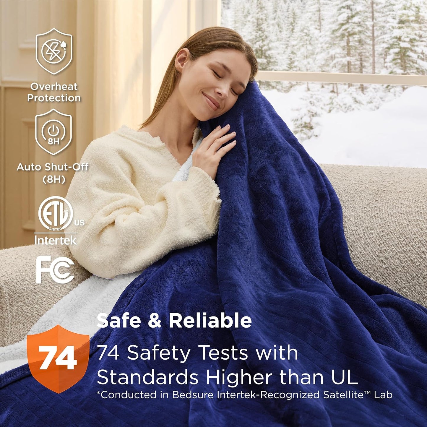 Bedsure Heated Blanket Throw Blanket with Preheat Function - Fast Heating Electric Blanket, Soft Flannel Throw with 6 Time Settings(Up to 10H), 6 Heating Settings, Gifts for Grandma (50"x60", Cream)