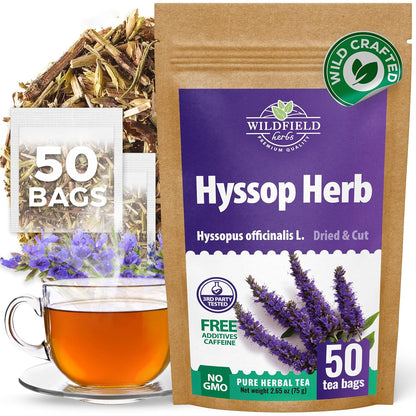 50 Bags Hyssop Dried Herb Hyssop Tea (Hyssópus Officinális) - 50 Count 1.5g Tea Bags Hisopo