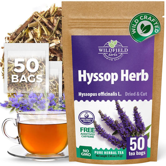 50 Bags Hyssop Dried Herb Hyssop Tea (Hyssópus Officinális) - 50 Count 1.5g Tea Bags Hisopo