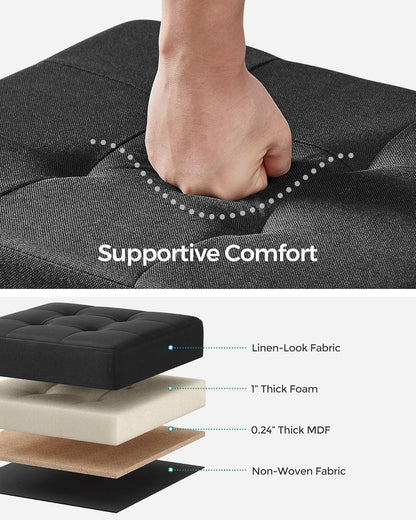 SONGMICS Storage Ottoman, Small Ottoman Foot Rest with Legs, 12.6 x 15.7 x 13.2 Inches Foot Stool, Load up to 660 lb, for Living Room, Bedroom, Dorm, Slate Gray ULSF012G01