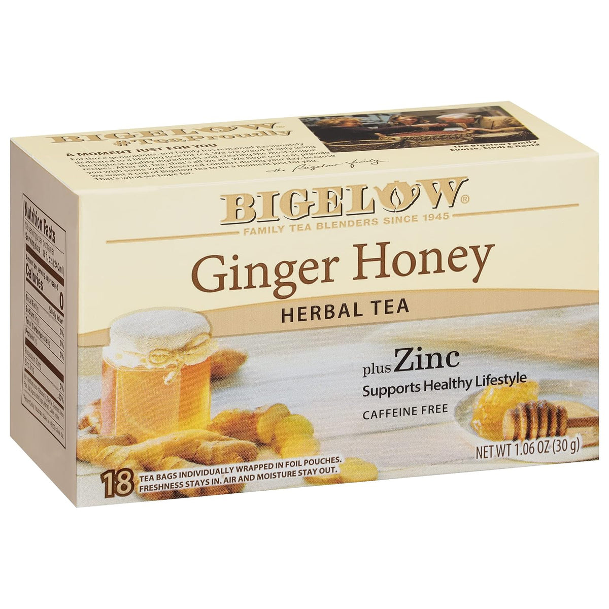 Bigelow Tea Ginger Honey Plus Zinc, 18 Count (Pack of 6)