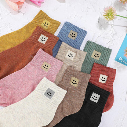 Eurzom 10 Pairs Socks Womens Crew Elastic Ankle Length Cotton Socks Aesthetic Cute Lightweight Low Cut Gifts for Women - Colors B