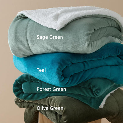 Bedsure GentleSoft Sherpa Fleece Throw Blanket for Couch, Non-Heated, Thick & Warm Cozy Blanket for Winter, Soft Fuzzy Plush Throw Gifts for Women and Men, Grey, 50x60 Inches