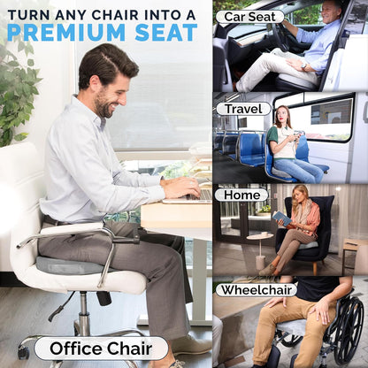 ComfiLife Gel Enhanced Seat Cushion – Office Chair Cushion – Non-Slip Gel & Memory Foam Coccyx Cushion for Tailbone Pain - Desk Chair Car Seat Cushion Driving - Sciatica & Back Pain Relief (Navy)