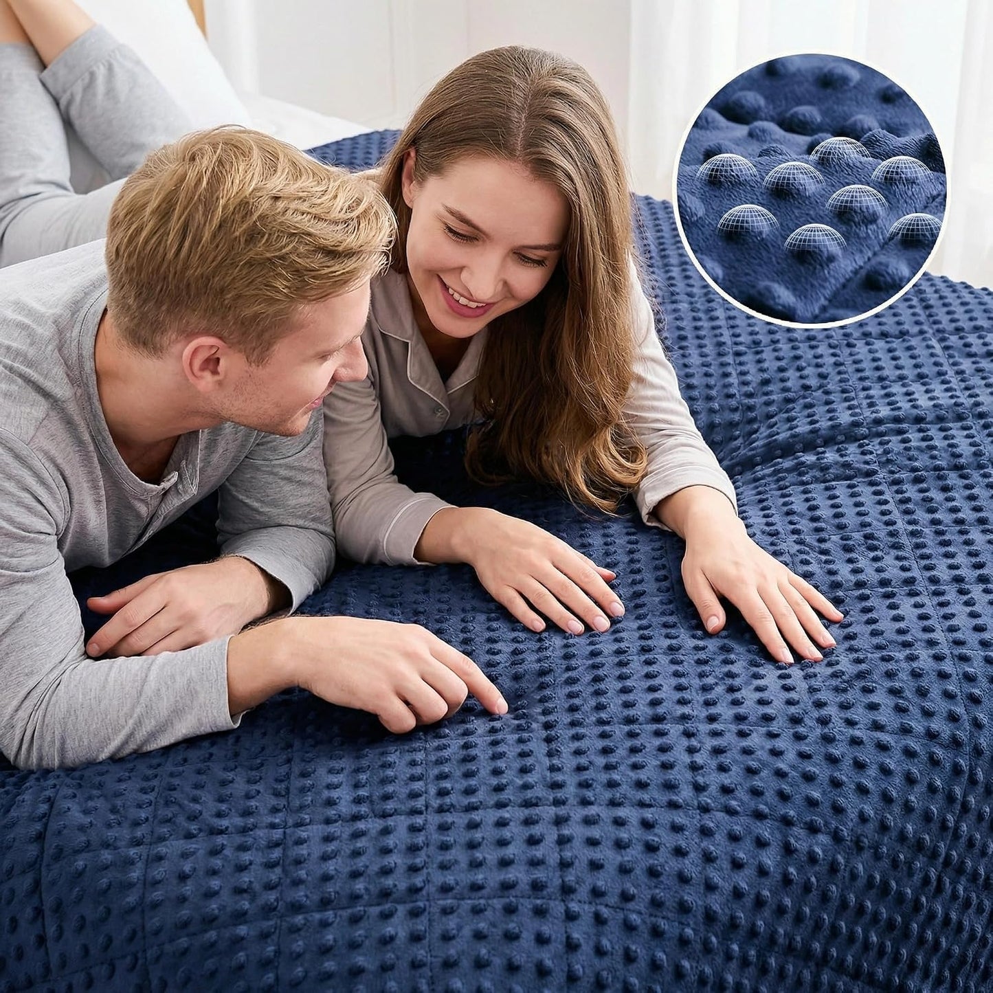 yescool Weighted Lap Pad 2 lb Blue Small Lap Blanket, Weighted Lap Blanket Cooling Heating Weighted Throw Blankets, Minky Blankets Gifts for Travel Outdoor Indoor, 20 * 30in