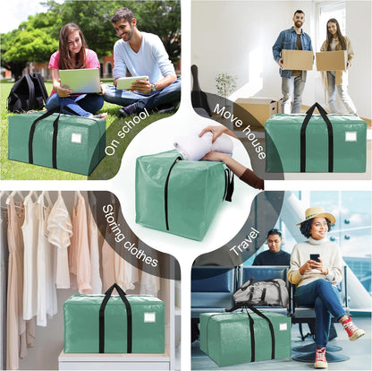 VELVETSURE Heavy Duty Extra Large Moving Bags W/Backpack Straps - Strong Handles & Zippers, Storage Totes For Space Saving, Fold Flat, Alternative to Box and Bin (Set of 6, Multicolor)