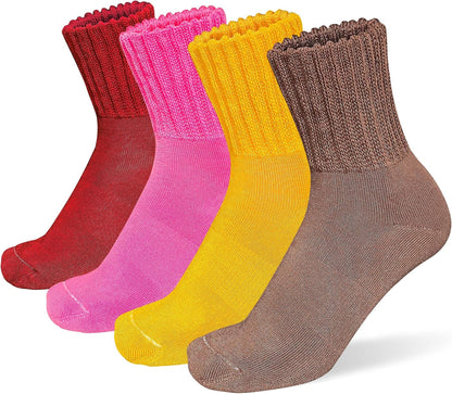 suaskk Womens Cozy Solid Thick Cushioned Thermal Crew Boot Socks 4 Pairs | Soft and comfortable, Arch Support, Non-Slip, Sturdy and durable