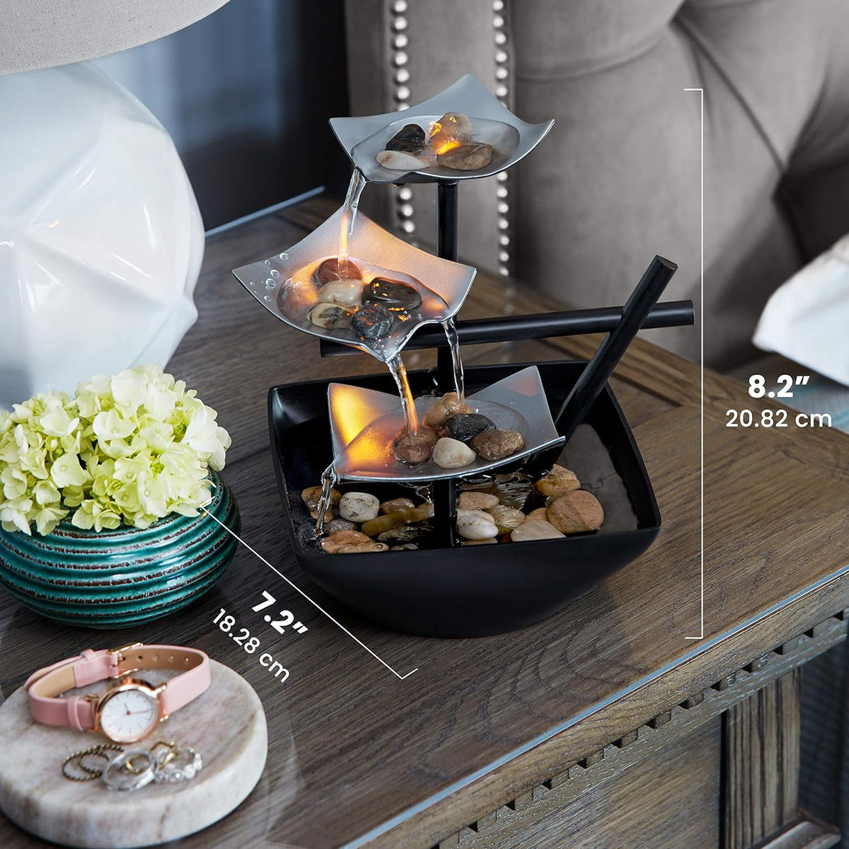 Homedics Tabletop Water Fountain, Home Décor Soothing Sound Machine