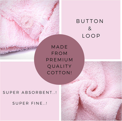 KEEPOZ 100% Cotton Hair Towel Wrap Quick Dry Super Absorbent Turban Head Wrap for Women with Button, Anti Frizz, Hair Cap for Curly, Long & Thick Hair (White, 1 Pc)