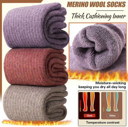 EBMORE Merino Wool Socks for Women Hiking Thermal Warm Winter Thick Boot Cozy Crew Comfy Work Socks for Ladies 5 Pairs