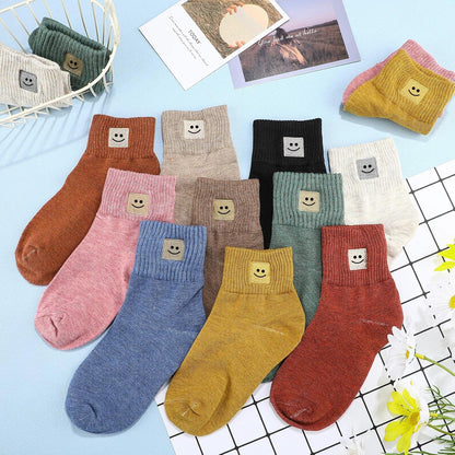 Eurzom 10 Pairs Socks Womens Crew Elastic Ankle Length Cotton Socks Aesthetic Cute Lightweight Low Cut Gifts for Women - Colors B