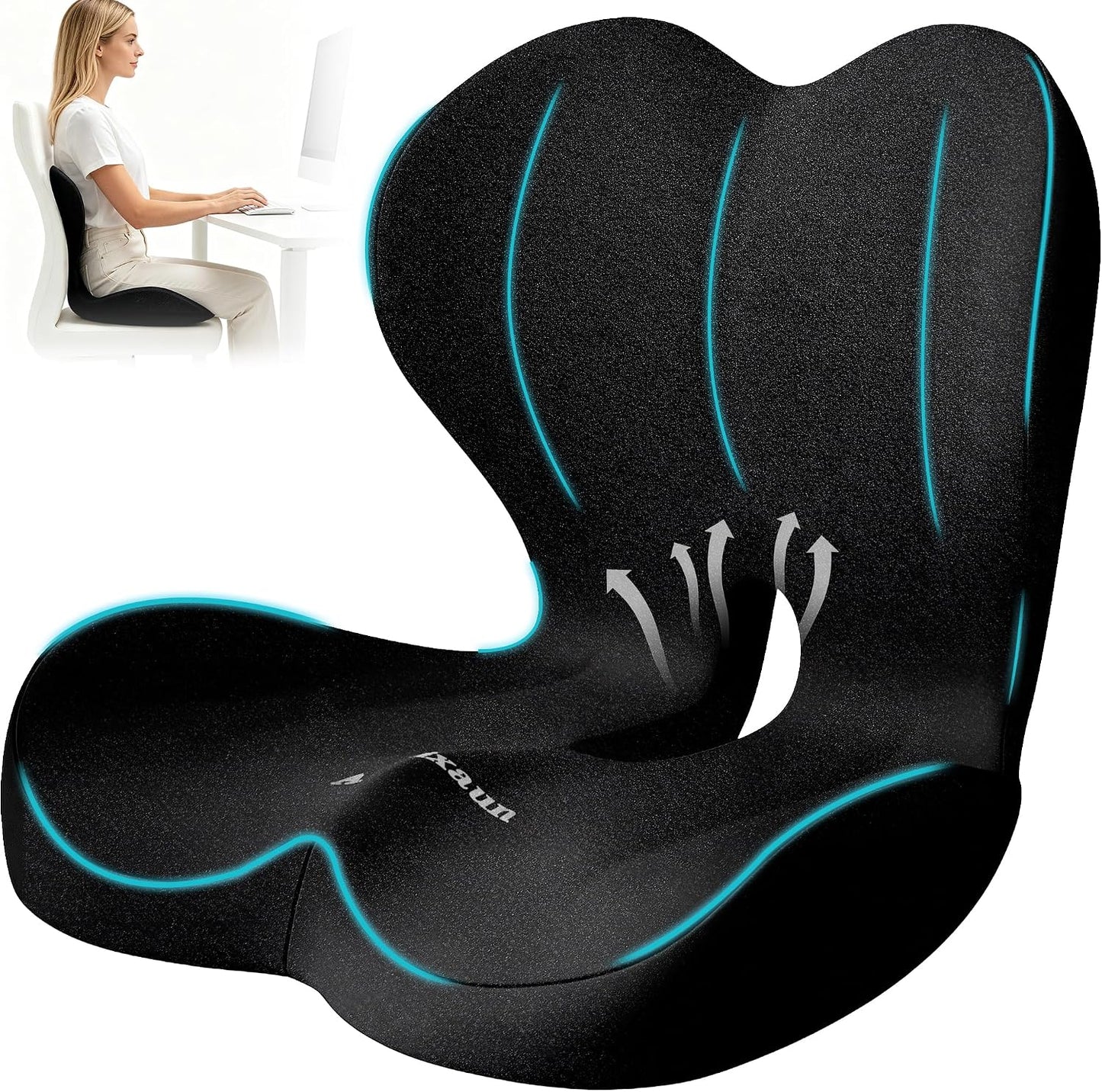 Memory Foam Seat Cushion for Office Chair and Car Seat | Sciatica & Hip & Coccyx Pain Relief Desk Chair Cushion for Long Sitting Office Workers, Car Drivers, Wheelchair, Home