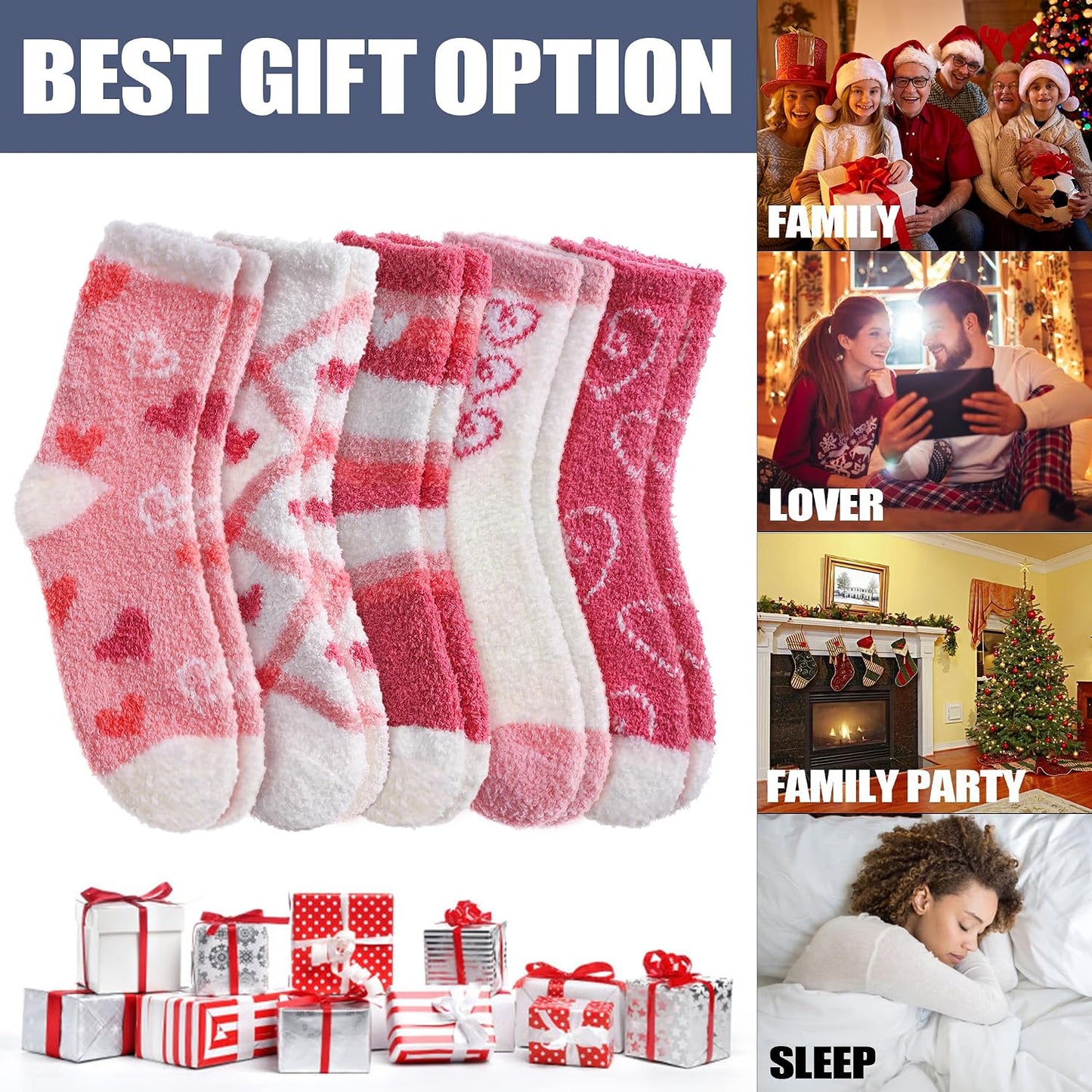 CHOWISH Womens Fuzzy Slipper Socks Super Soft Microfiber Fluffy Cozy Winter Warm Fuzzy Crew Socks