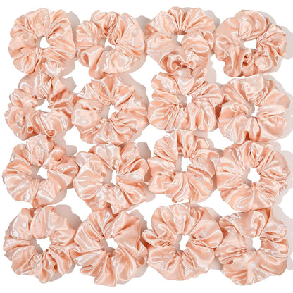 16 Pcs Scrunchies for Women - Black Satin Silk Scrunchies for Girls Hair Ties Elastics Bands Ponytail Holder Hair Accessories