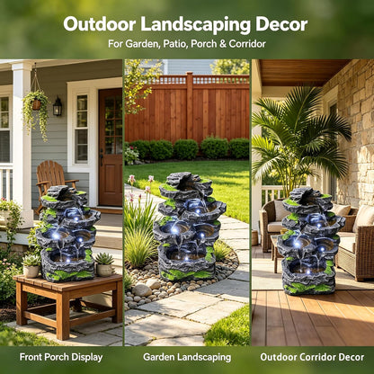 4-Tiered Outdoor Tabletop Water Fountain 17.9”