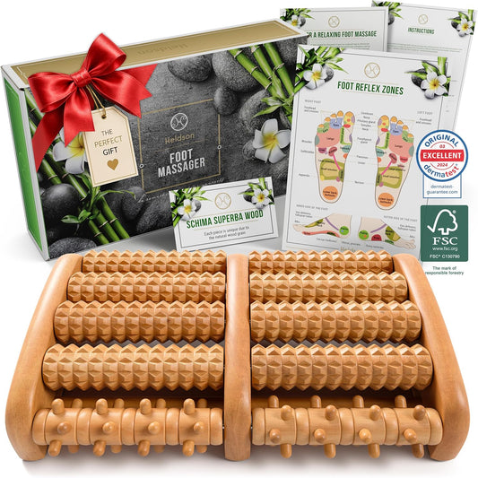 HELDSON Wooden Foot Massager Roller – Foot Roller for Plantar Fasciitis
