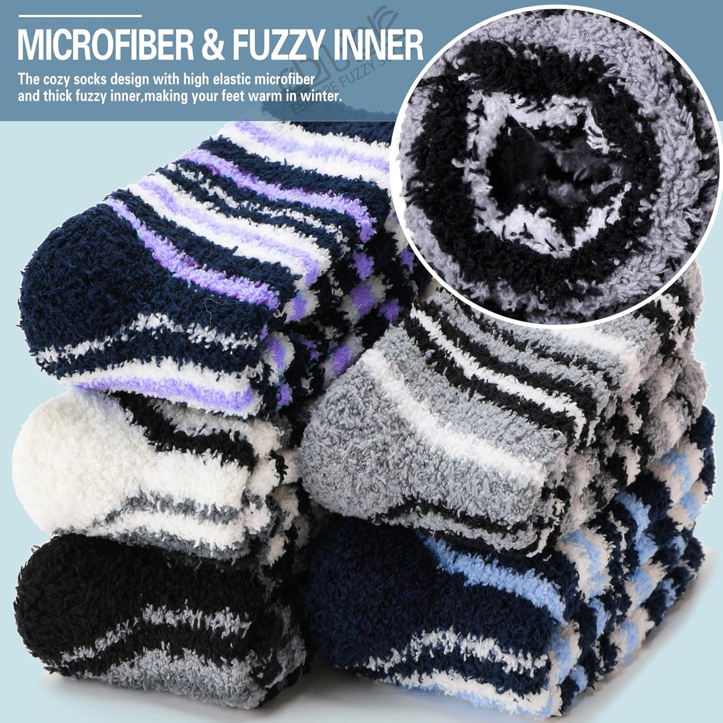 EBMORE Womens Fuzzy Socks Slipper Fluffy Cozy Comfy Cabin Plush Warm Winter Sleep Home Soft Socks