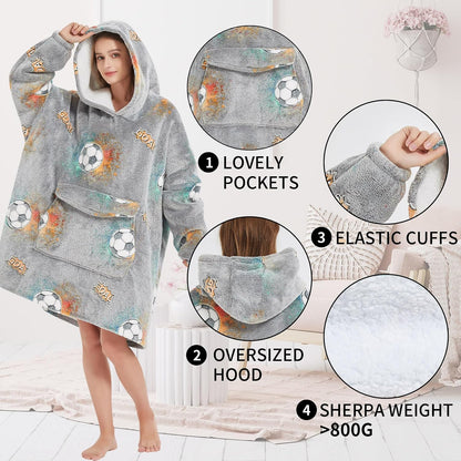 Fiosnow Sun and Moon Blanket Hoodies for Women and Men Adult Oversize Wearable Blanket Hoodies for Soft and Warm