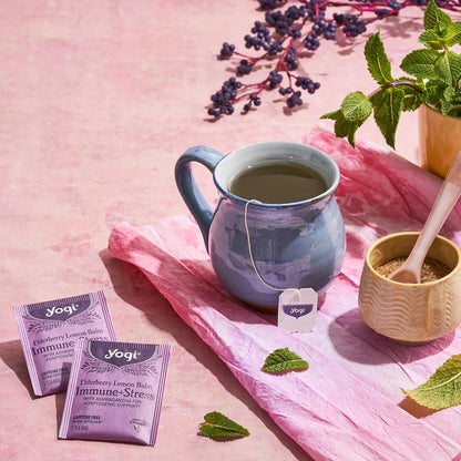 Yogi Tea, Tea Immune Stress Elderberry Lemon Balm Organic, 16 Count