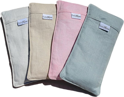 Sacksy Thyme Organic Linen Eye Pillow - Lavender & Flaxseed for Relaxation, Yoga, Stress Relief - Microwavable Heating Pad & Cool Compress - Made in USA - Gifts for Meditation