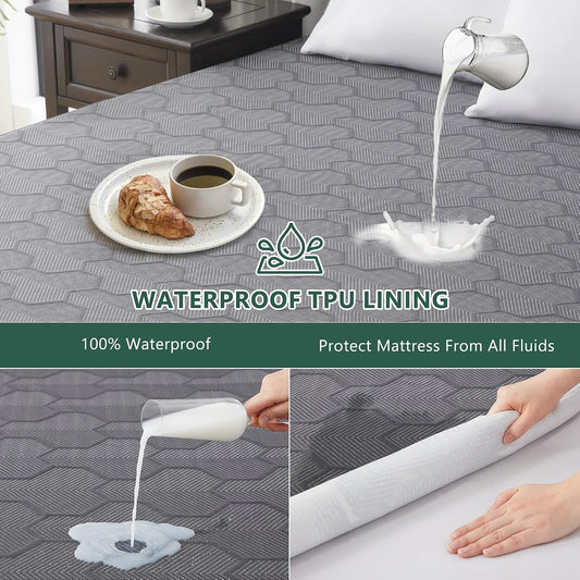 Queen Mattress Protector Waterproof 3D Air Fabric Mattress Pad Cover