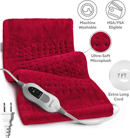 GENIANI Electric Heating Pad for Back Pain & Cramps Relief, Electric Throw, Self Care Gifts for Women, Heating Pad for Neck & Shoulder, Machine Washable Microplush, Auto Shut Off (12"x24", Tabby Gray)