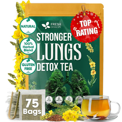 FreshDrinkUS, Premium StrongerLungs Tea, 75 Count, Caffeine Free, Vegan