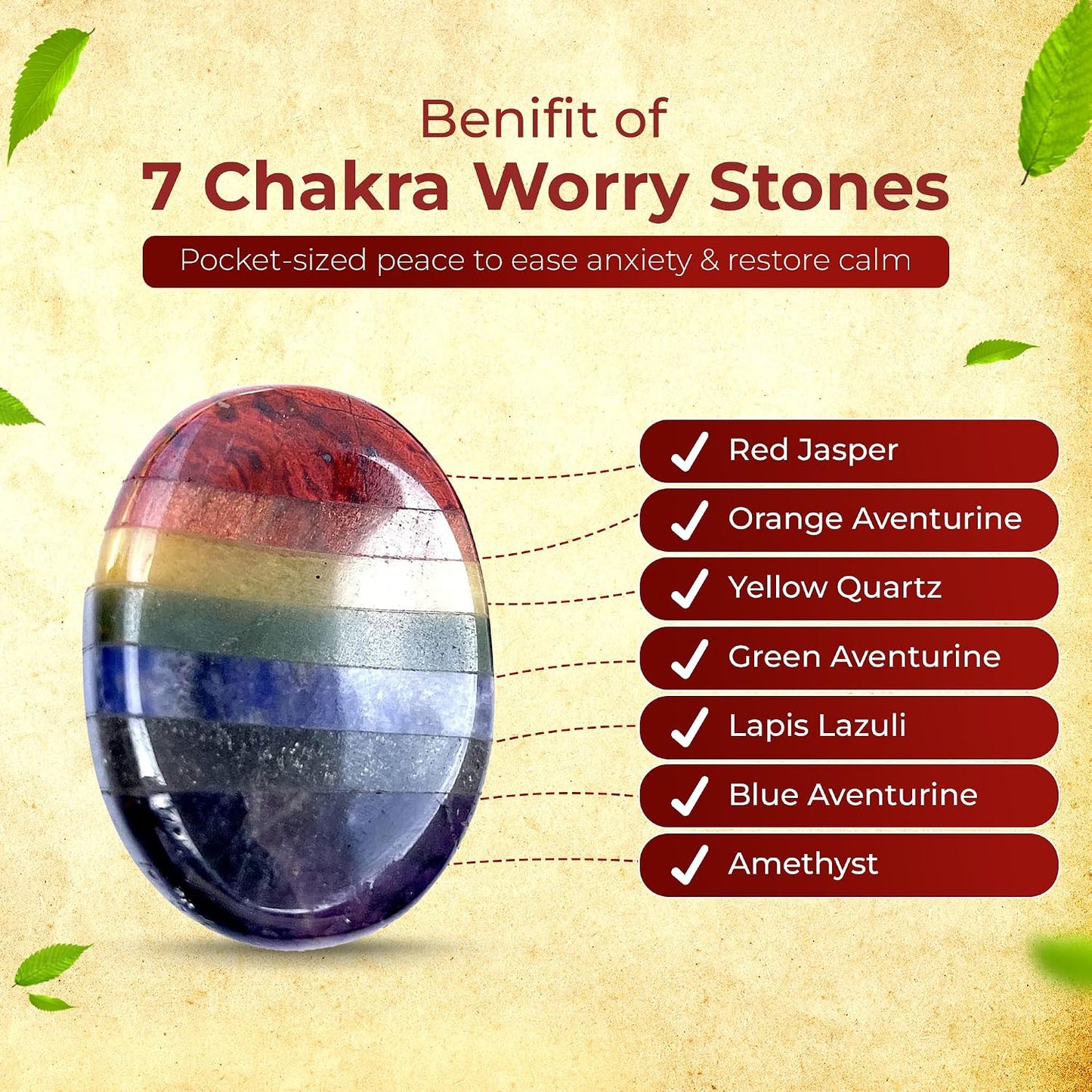 Natural Polished Thumb Palm Crystal for Meditation, Labradorite Worry Stone for Stress Relief, Anxiety Support & Pocket Reiki Healing