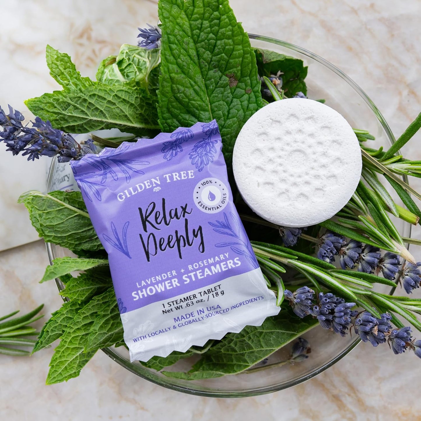 Shower Steamers Aromatherapy Made in USA Lavender & Rosemary 100% Essential Oils Stress Relief, Birthday Gifts for Women Men Teens Adults (Relax Deeply)