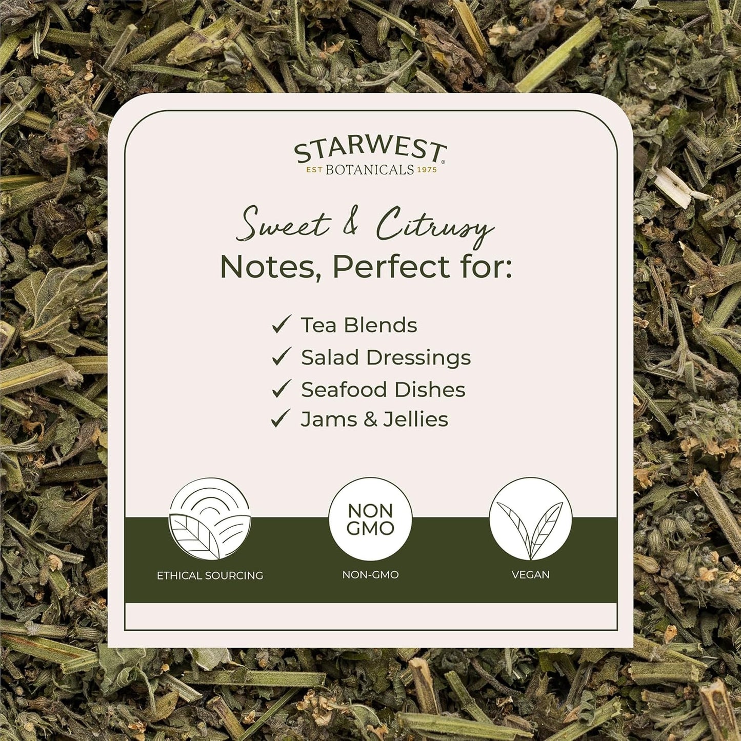 Starwest Botanicals Organic Lemon Balm Leaves - Dried Herb for Tea, Loose Leaf Natural Herb, Cut & Sifted Lemon Balm, Certified Kosher, Non-GMO - 4 oz Bag