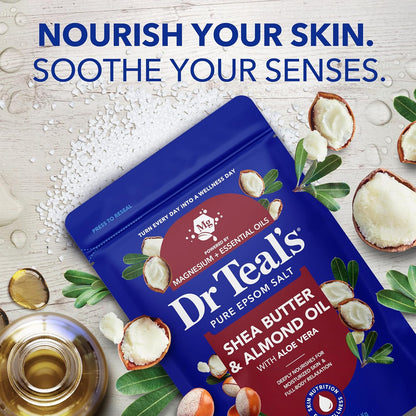 Dr Teal's Epsom Salt Magnesium Soak, Soften & Moisturize with Shea Butter & Almond Oil, 3 lbs