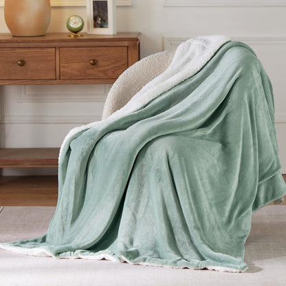 Bedsure GentleSoft Sherpa Fleece Throw Blanket for Couch, Non-Heated, Thick & Warm Cozy Blanket for Winter, Soft Fuzzy Plush Throw Gifts for Women and Men, Grey, 50x60 Inches