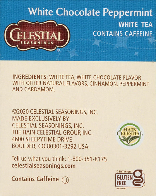 Celestial Seasonings White Chocolate Peppermint White Tea Bags, Great For Stocking Stuffer, 20 tea bags (Pack of 2)