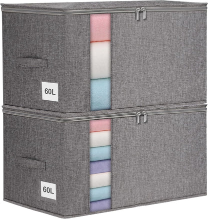 punemi 60L Sturdy Comforter Storage Bag, Blanket Organizer, Grey