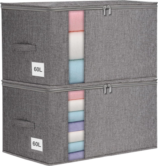 punemi 60L Sturdy Comforter Storage Bag, Blanket Organizer, Grey