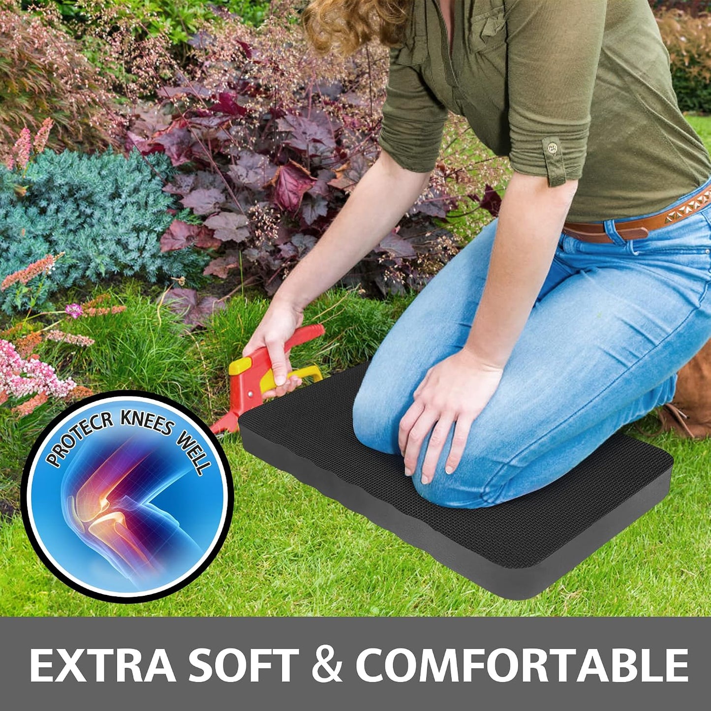 HOOPLE Extra Thick Kneeling Pad, Soft Foam Kneeling Cushion, Waterproof Gardening Knee Pads, Lightweight Knee Mat for Bathing, Workout Supplies, Exercise Yoga, Garden Work Gifts 17.5 x 11x 1 in, Blue