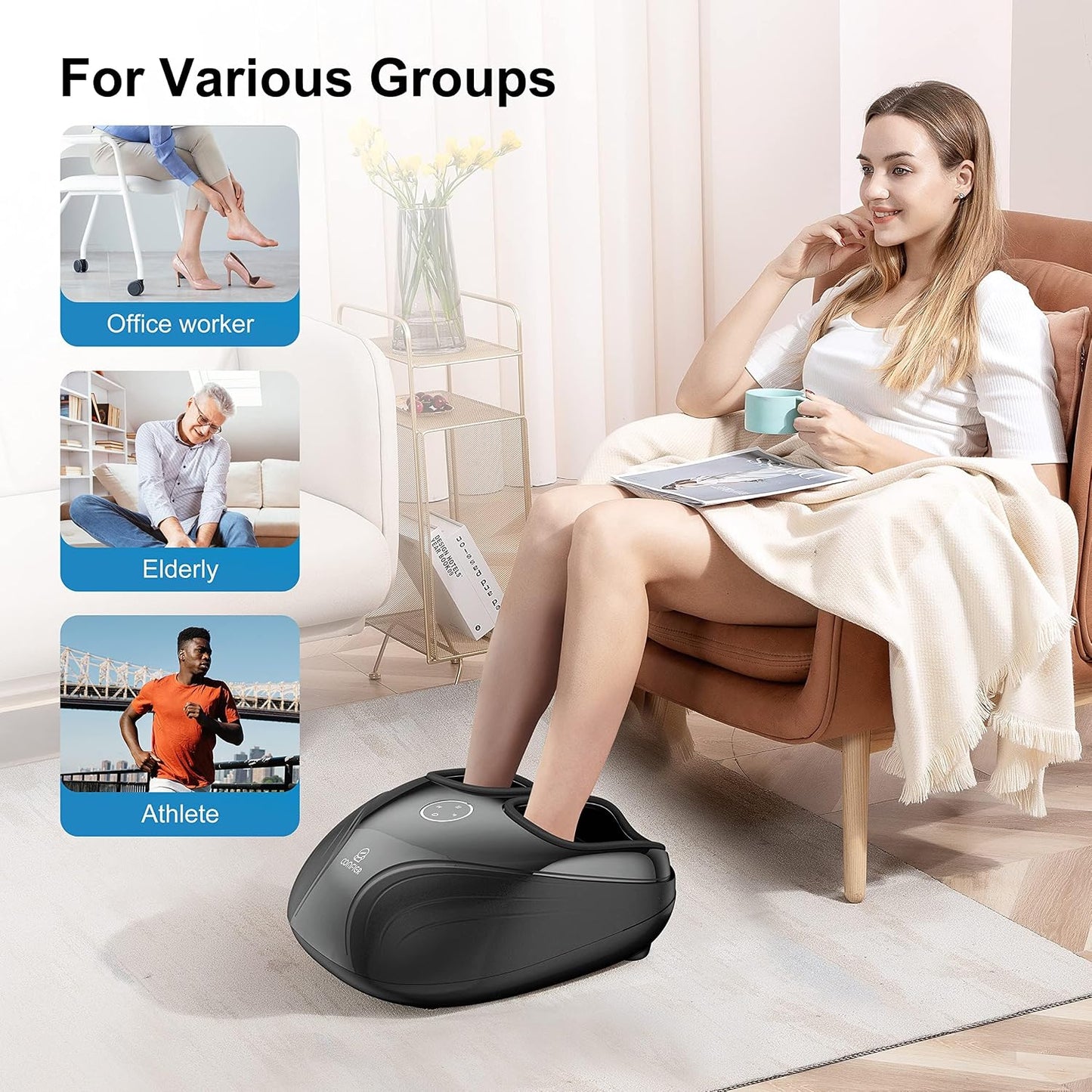 COMFIER [2026 Gift for Men,Women,Shiatsu Foot Massager with Fast Heat,Kneading Rolling Compression,Extra Vibration, FSA Eligible HSA Store, Plantar Fasciitis,Neuropathy Pain, Bigger Size 13IN