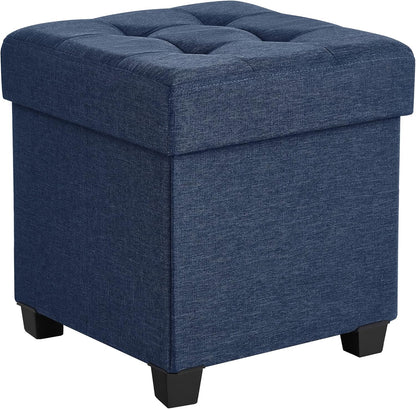 SONGMICS Storage Ottoman, Small Ottoman Foot Rest with Legs, 12.6 x 15.7 x 13.2 Inches Foot Stool, Load up to 660 lb, for Living Room, Bedroom, Dorm, Slate Gray ULSF012G01